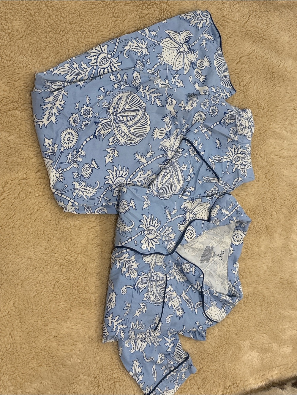 Roller Rabbit Light Blue and White Floral Pajama Top